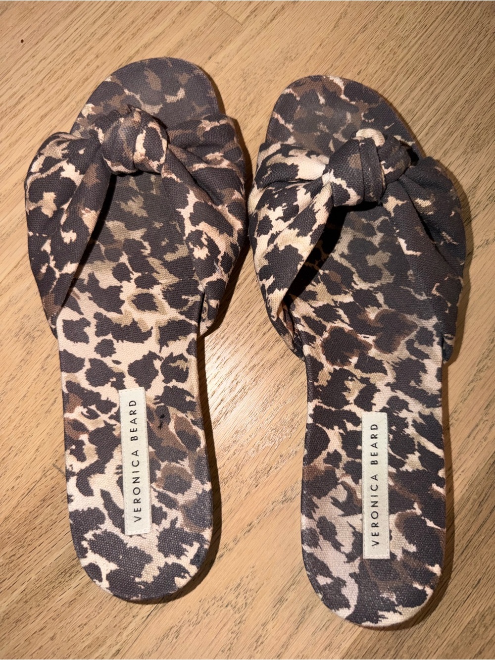 Veronica Beard Leopard-Print Knot Slide Sandals - Cream & Brown